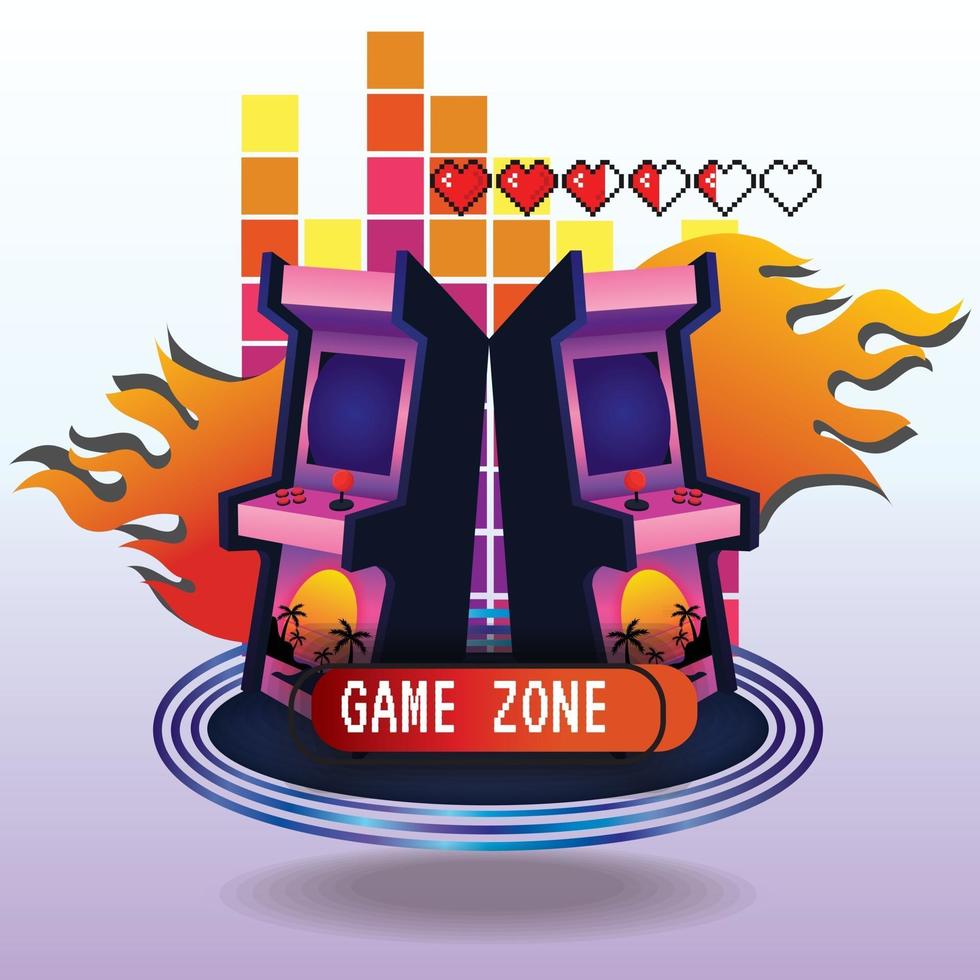 máquinas de juego zona de juegos icono de arte vectorial vector