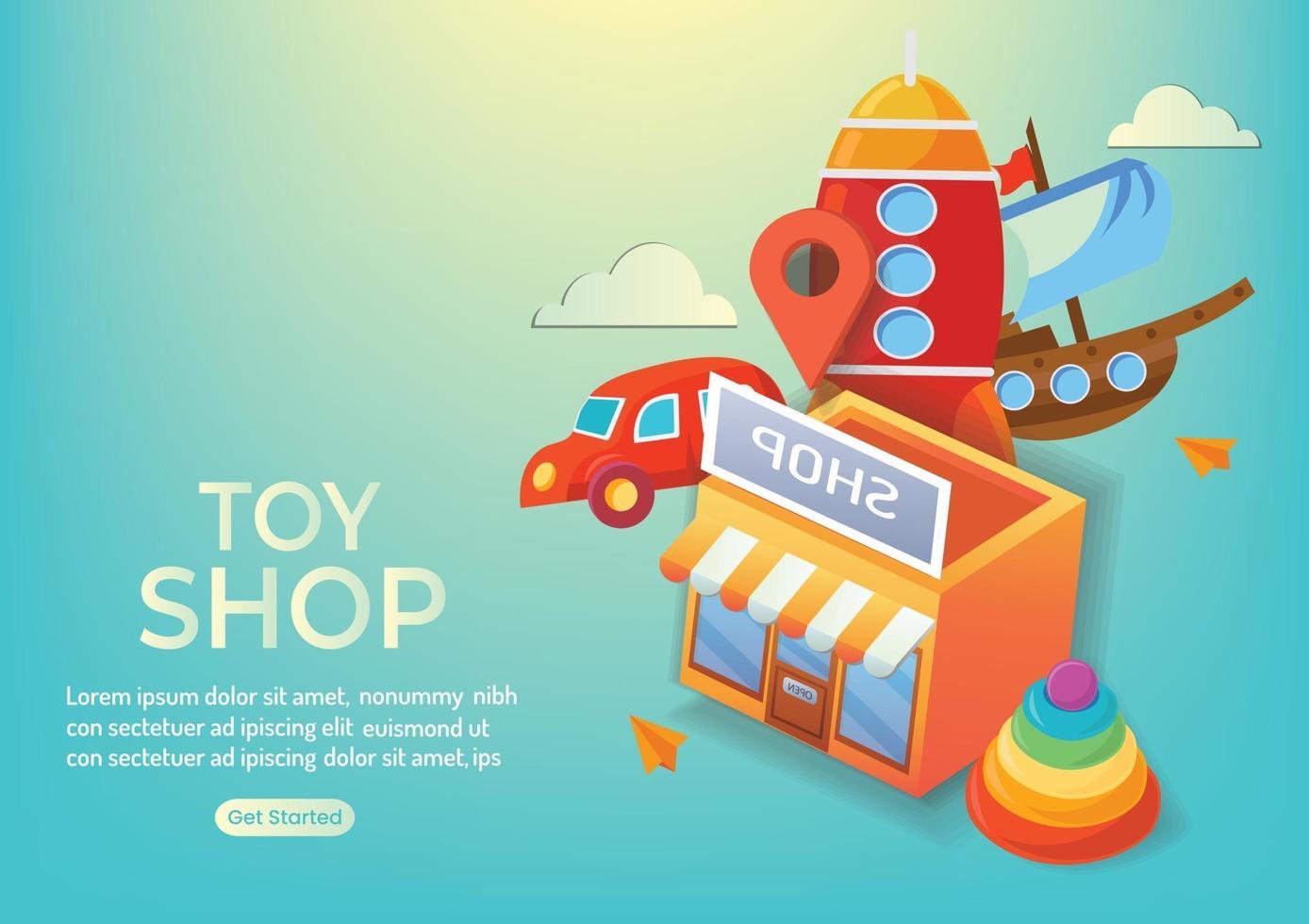 tienda de juguetes para niños para el sitio web de la tienda online de juguetes vector