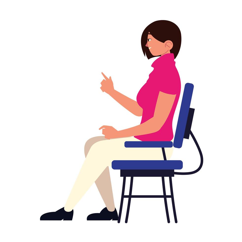 woman character sitting on comfortable chair isolated vector