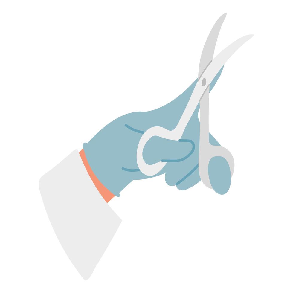 hand with medical scissors vector