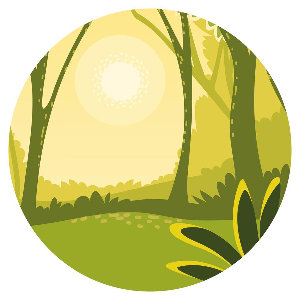 landscape forest and sun vector