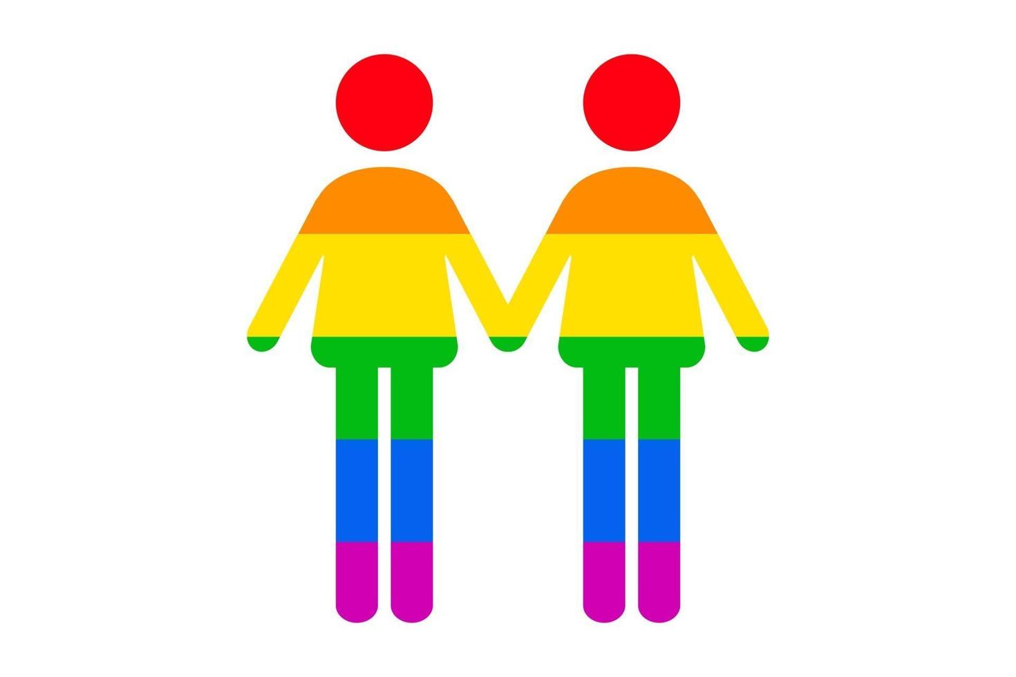 Rainbow flag lgbt couple holding hands isolated on white background vector