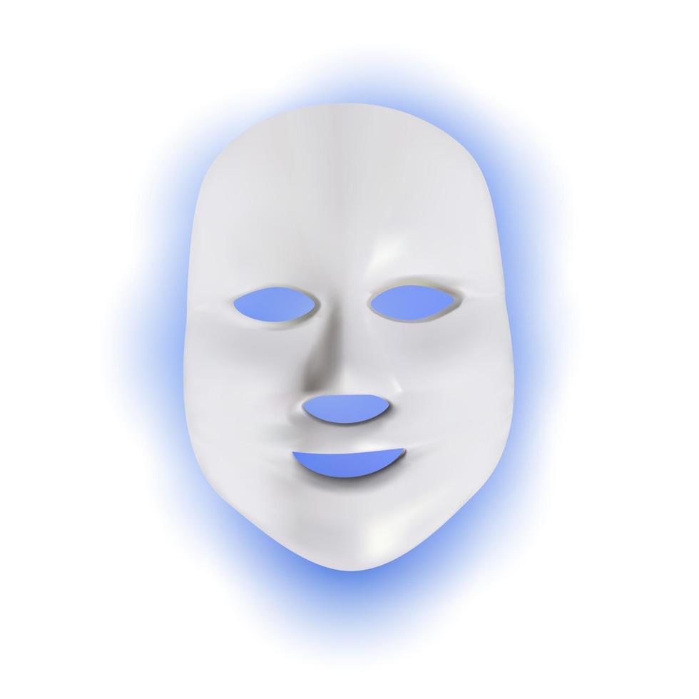 Led cosmetic face mask with blue light. Anti aging gadget for home care. Vector Illustration