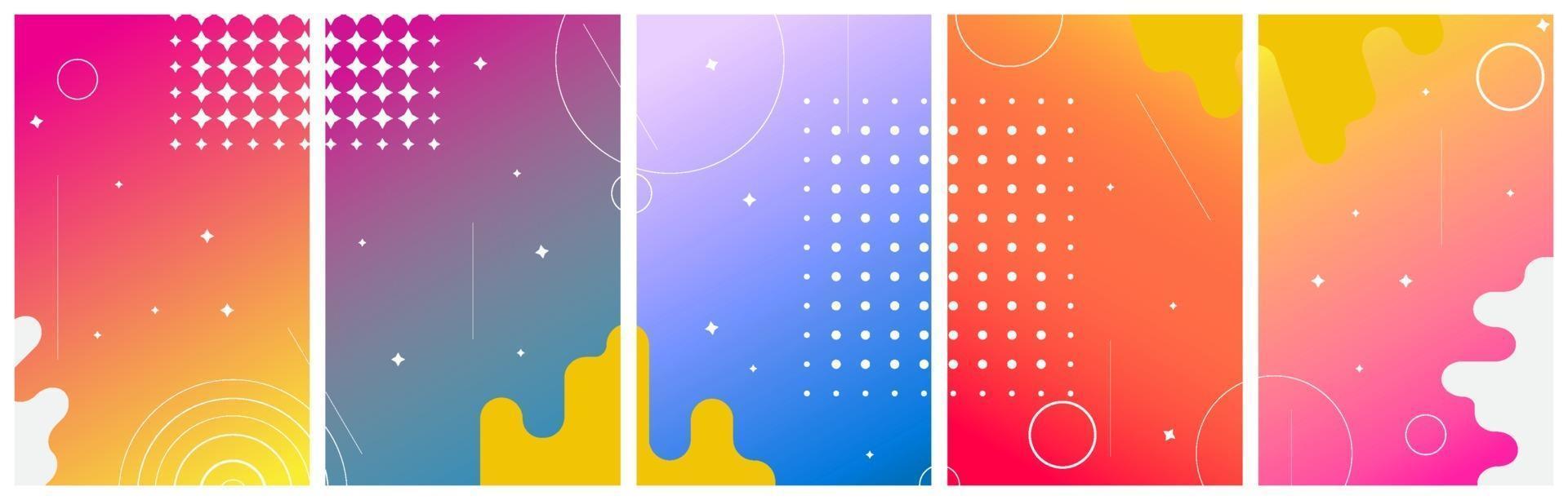 Set of Colorful abstract background with circles for stories, social networks. Vector Illustration