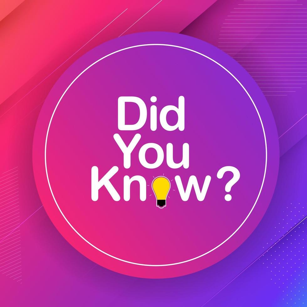 Did you know interesting fact background. Vector Illustration