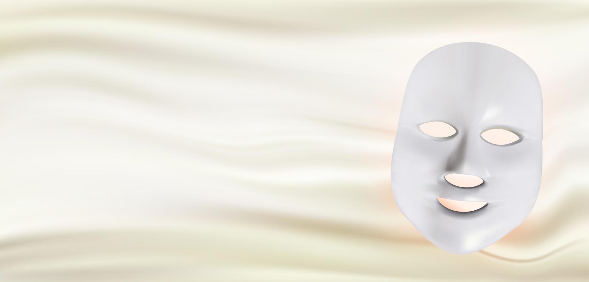 Led cosmetic face mask and cream bottle. Anti aging gadget for home care. Vector Illustration