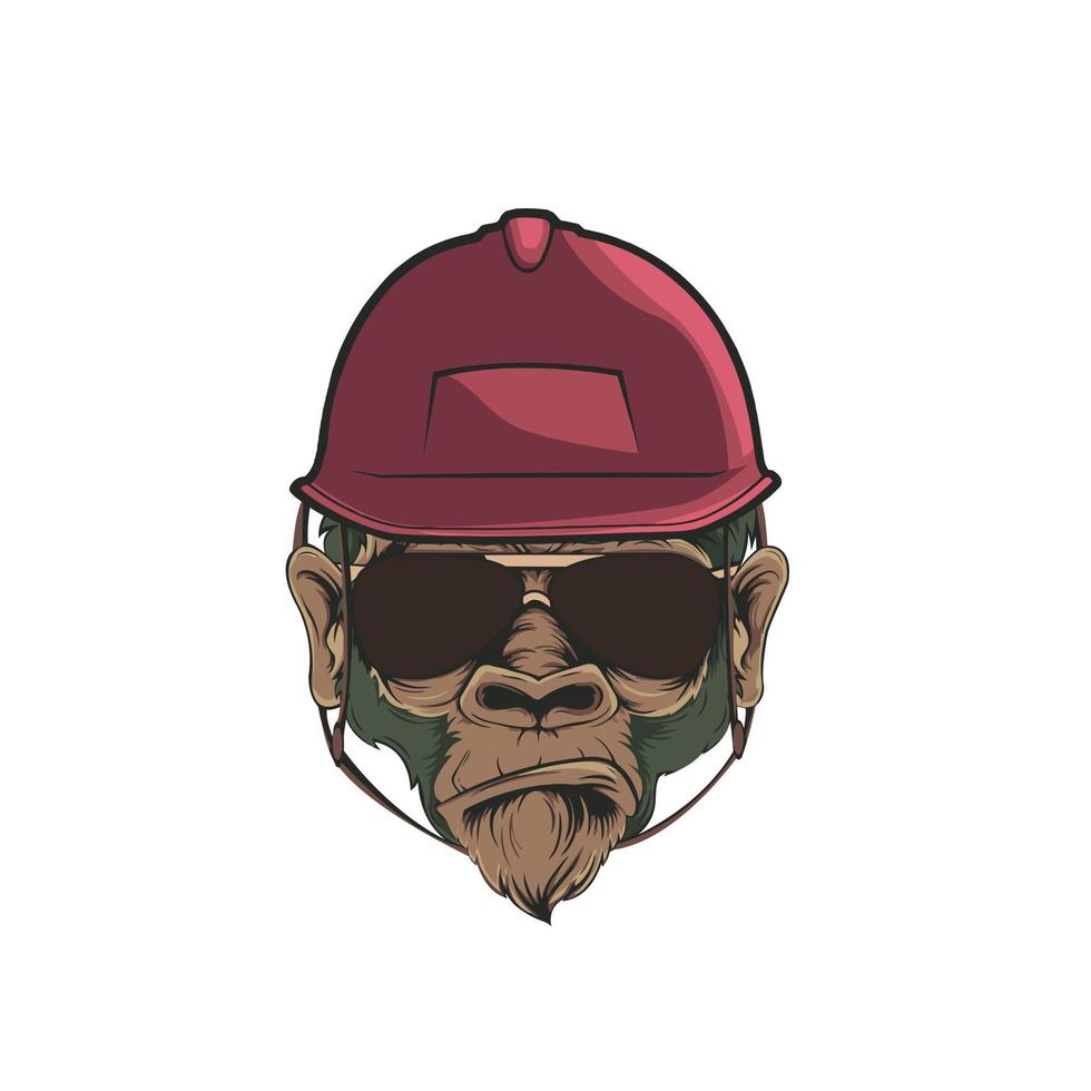 Monkey head with helmet vector