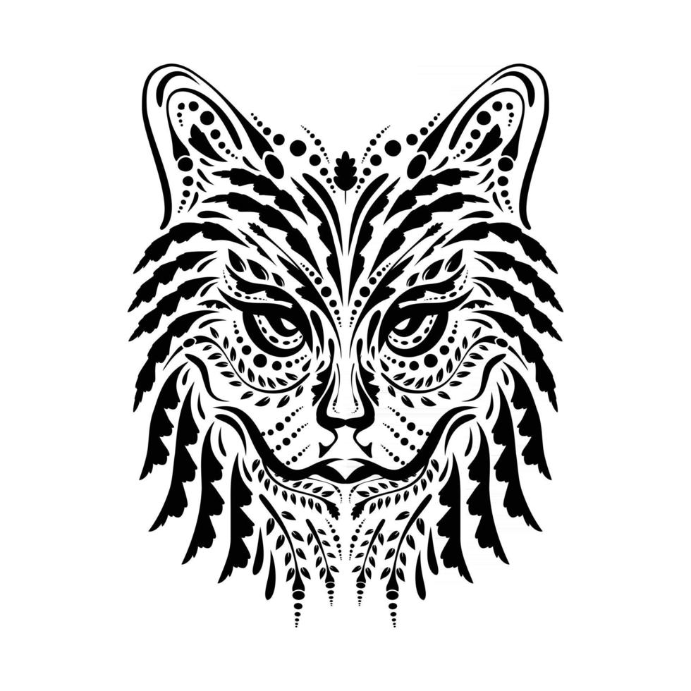 Cat head ornate drawing vector