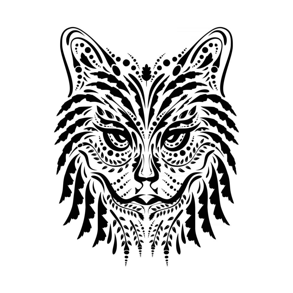 Cat head ornate drawing vector