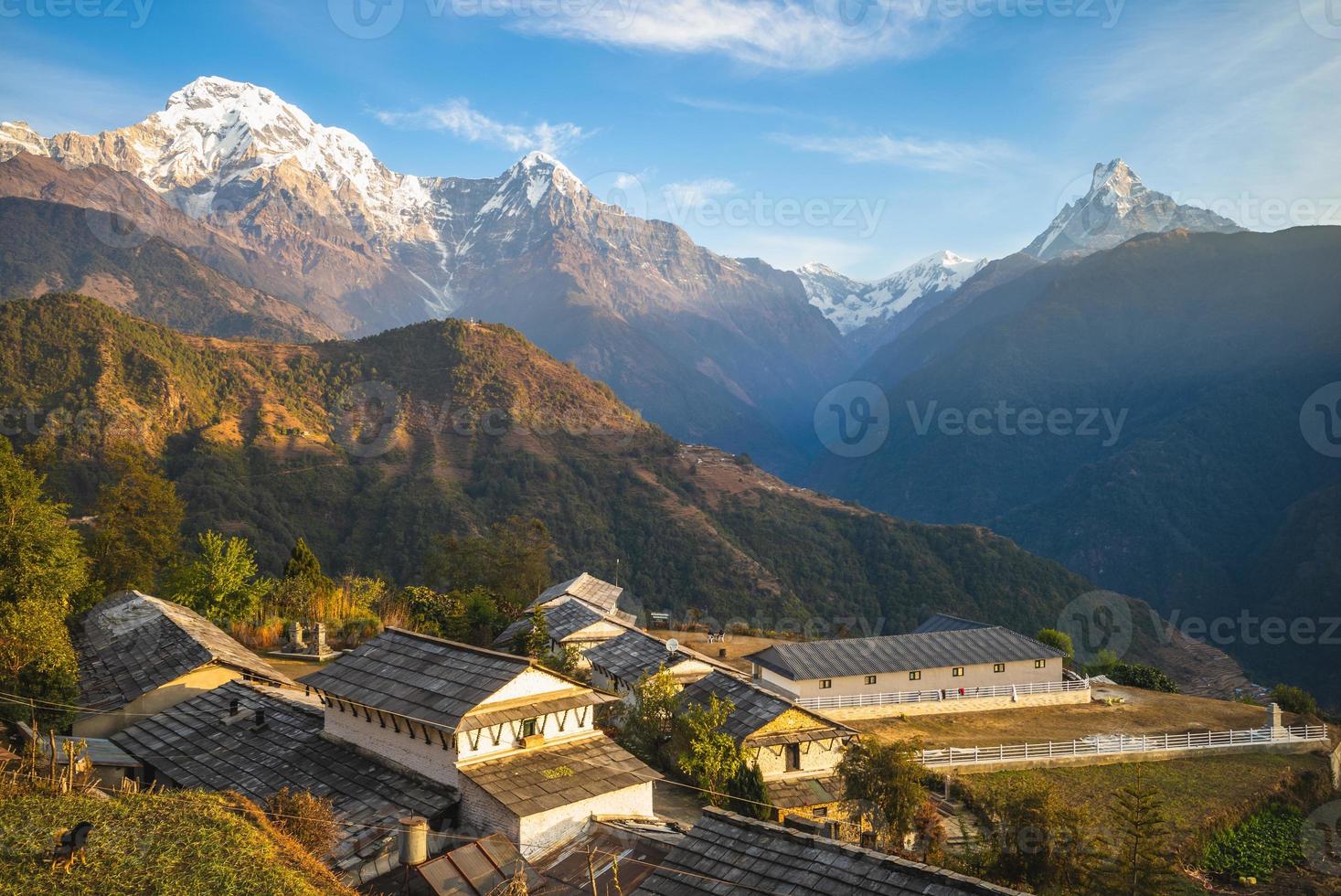 Scenery of Ghandruk village near Pokhara in Nepal photo