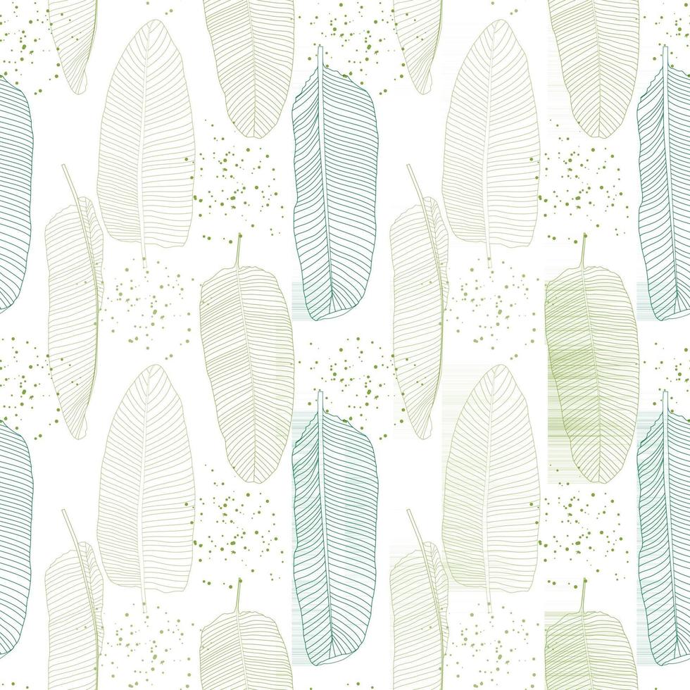 Banana Palm Leaves Natural SEamless Pattern Background. Vector Illustration