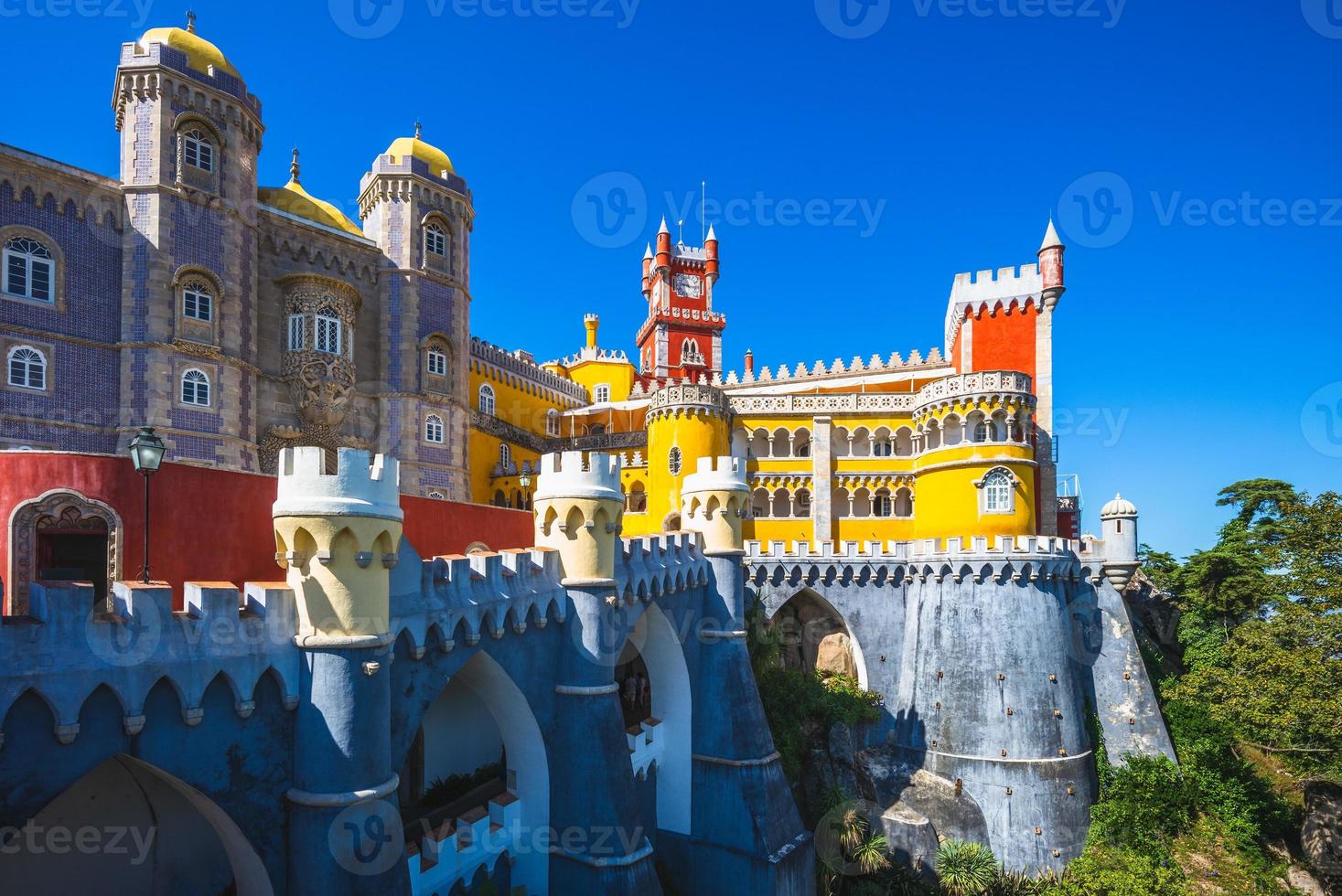 Pena Palace on the top of hill in Sintra, Portugal photo