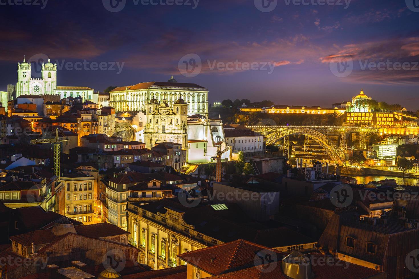 Skyline of Porto with Porto Cathedral in Portugal photo