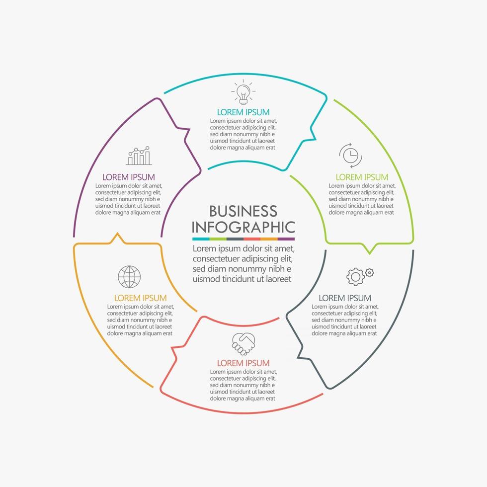 Business circle timeline infographic icons designed for abstract background template vector