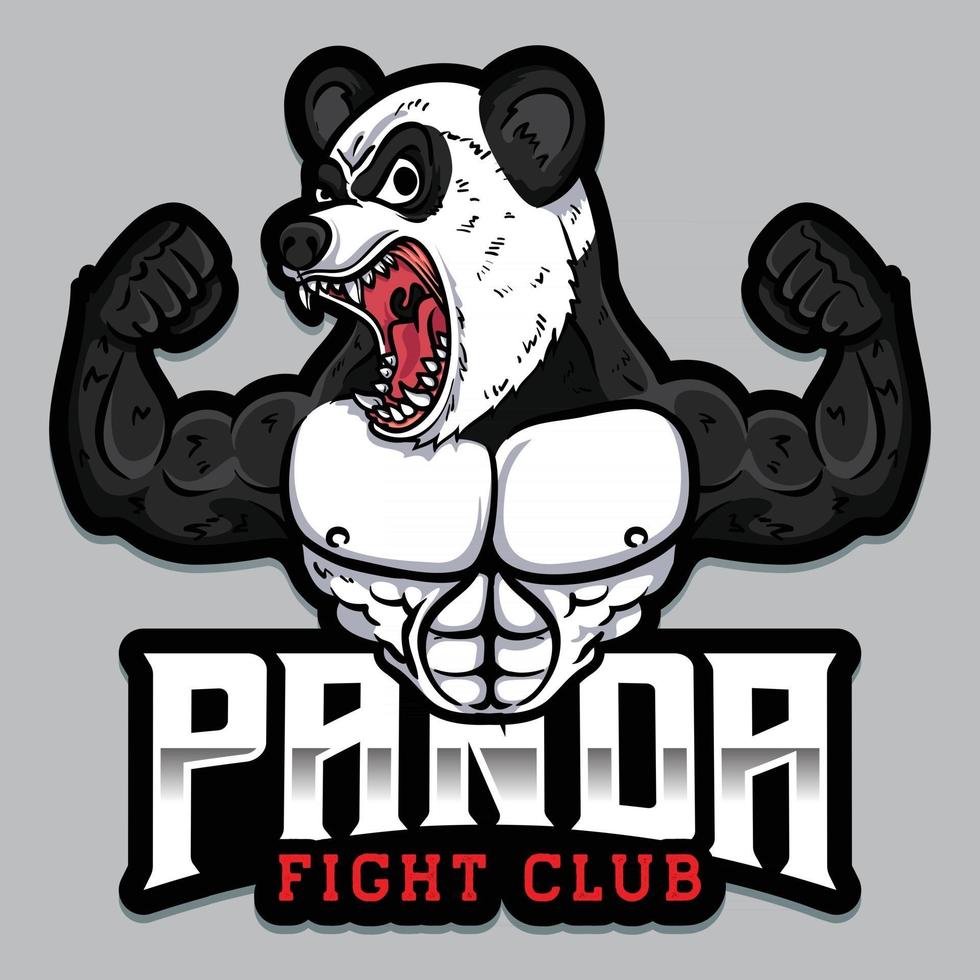 strong panda esport mixed martial arts logo vector