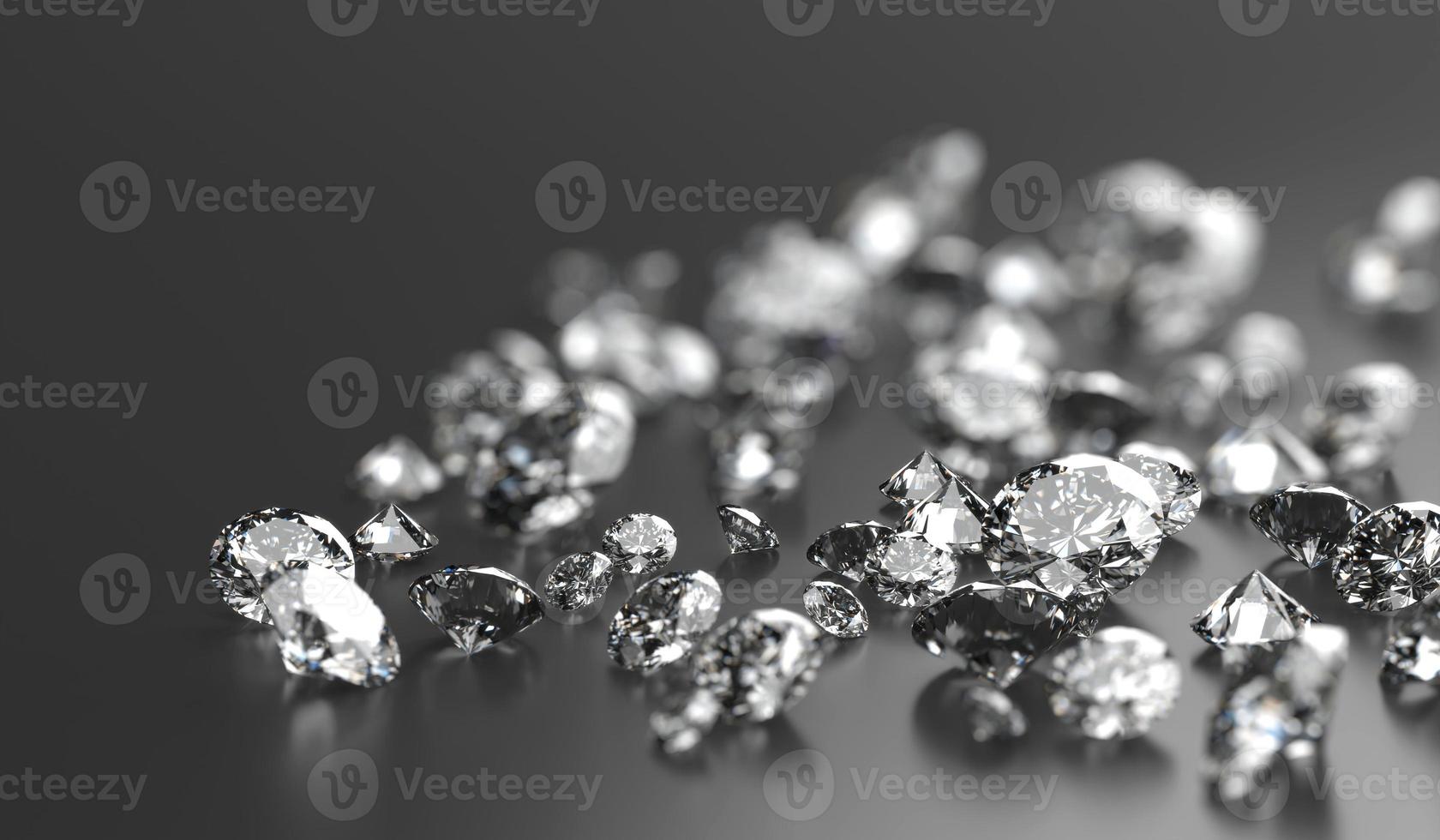 Diamond Group placed on Black Background with soft focus 3D rendering photo