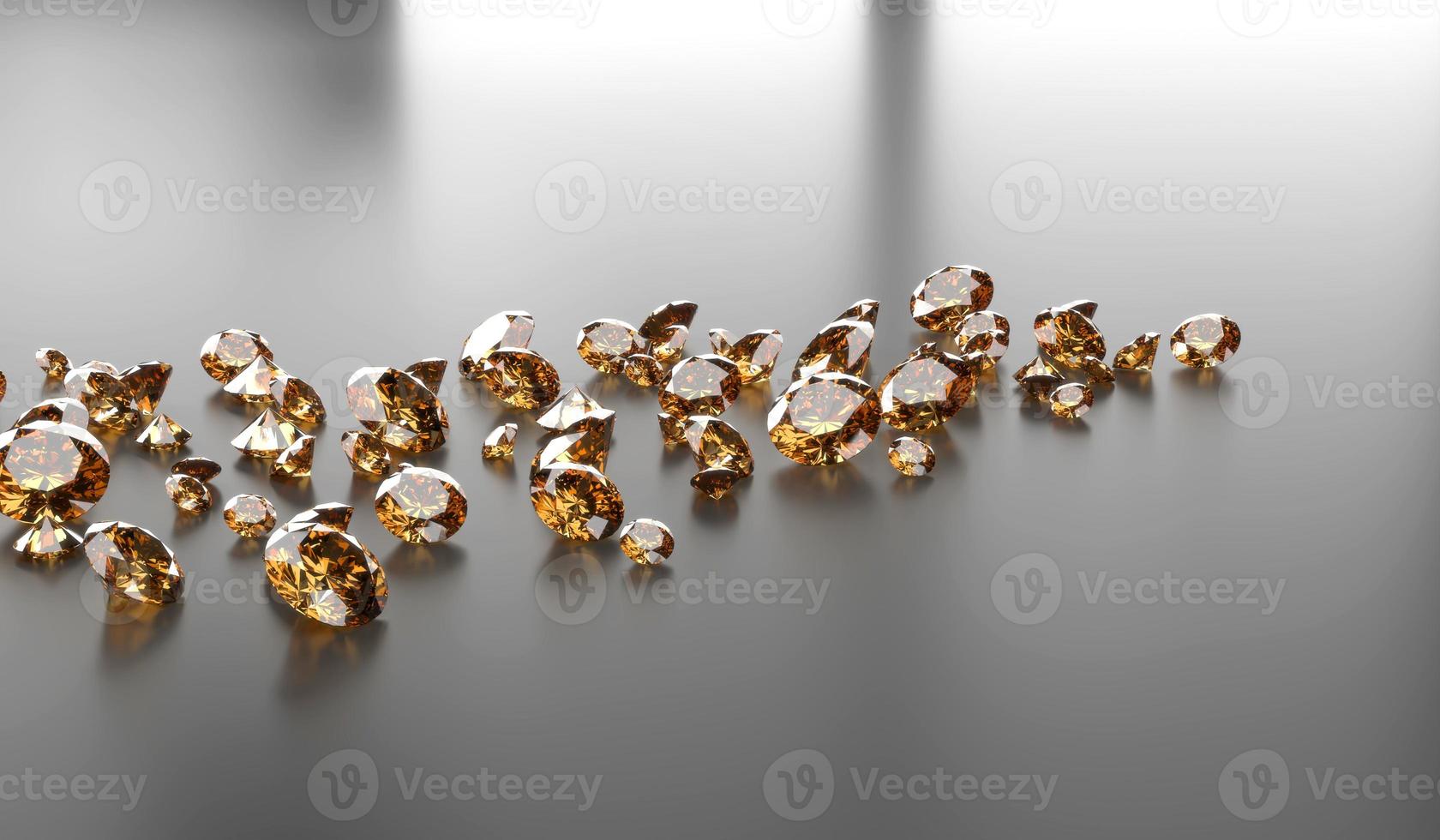 Round diamond topaz Gem placed on dark reflection background 3d illustration photo