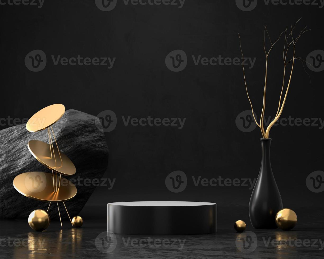 Abstract Elegance Luxury Golden stage podium 3d rendering photo