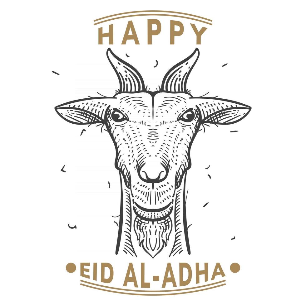 Eid Al Adha with Goat Head Illustration vector