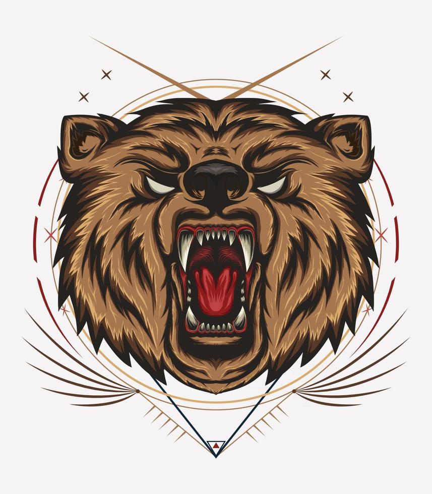 The emblem with bear. Print design for t-shirt vector