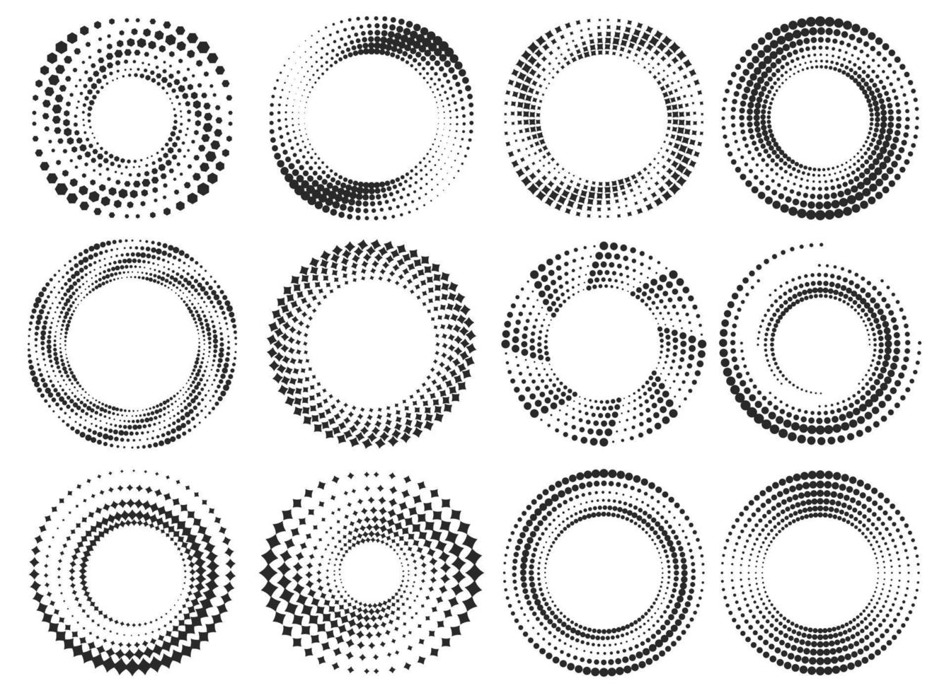 Round halftone frames. vector