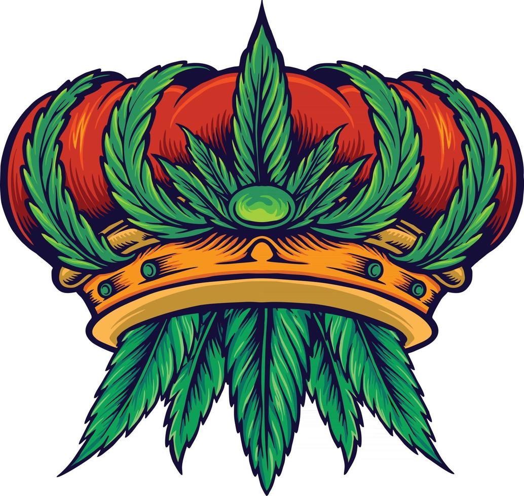 mascota de cáñamo corona de cannabis vector