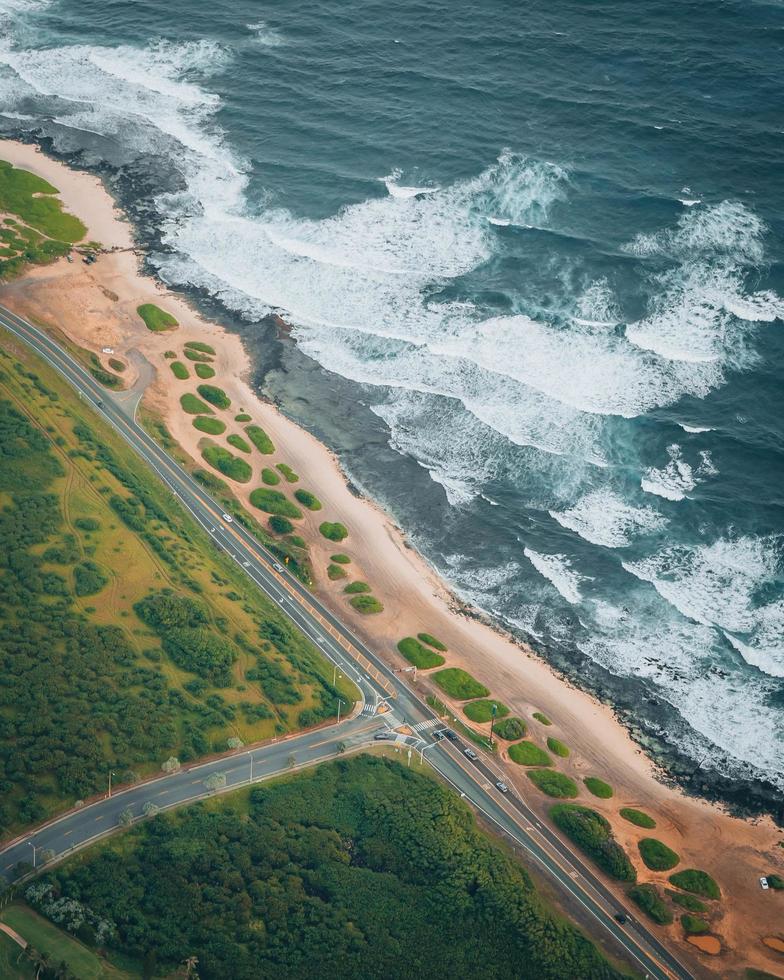 vista aérea de helicóptero de oahu, hawai foto