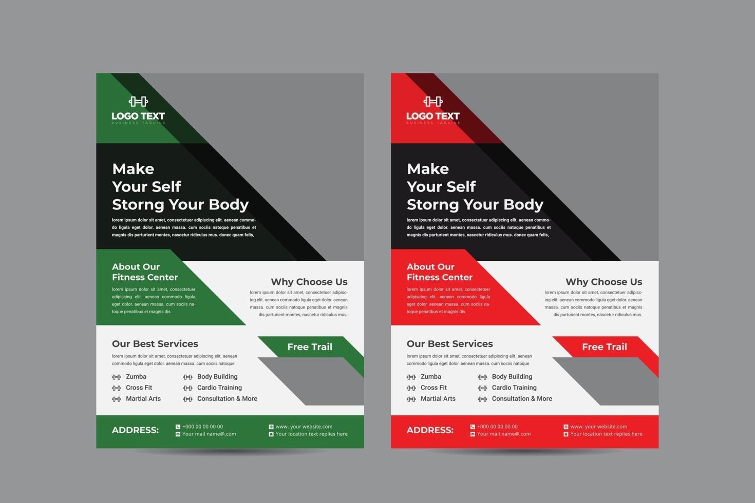 Body Fitness Gym Flyer Template vector