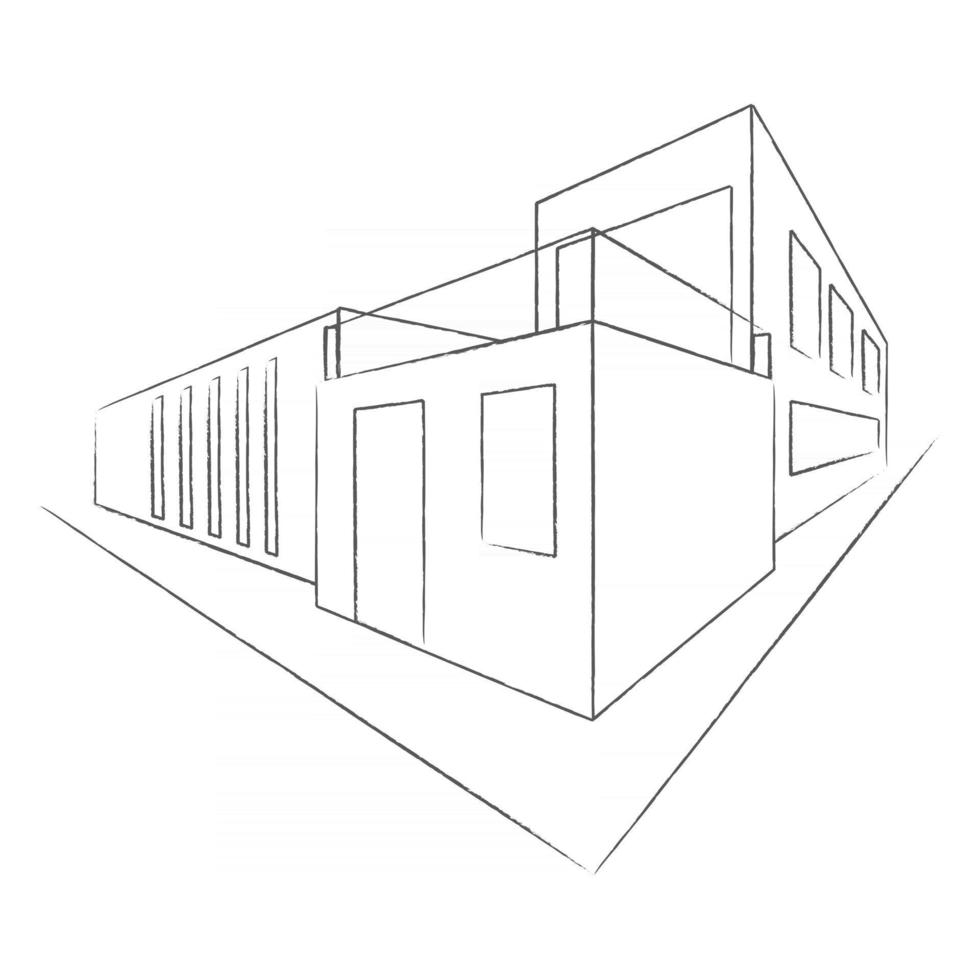 Architectural plan of a Modern house. Construction perspective architecture designing line art background vector