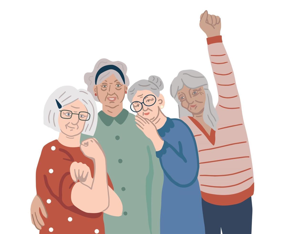 poder de la abuela - grupo de mujeres mayores vector