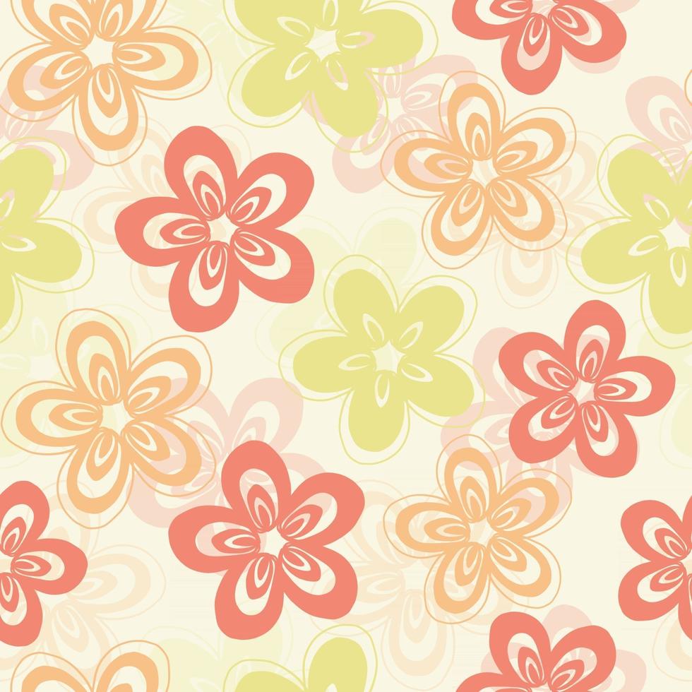 Seamless multicolor mano dibujar doodle flor de fondo vector