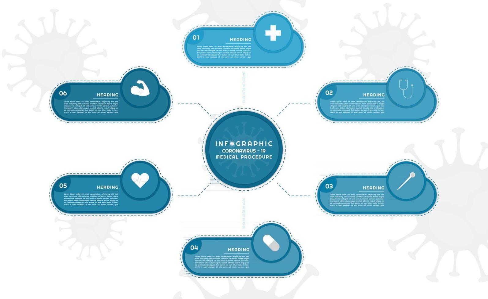 Infographic geometric shape mind mapping style coronavirus-19 step to healthy vector