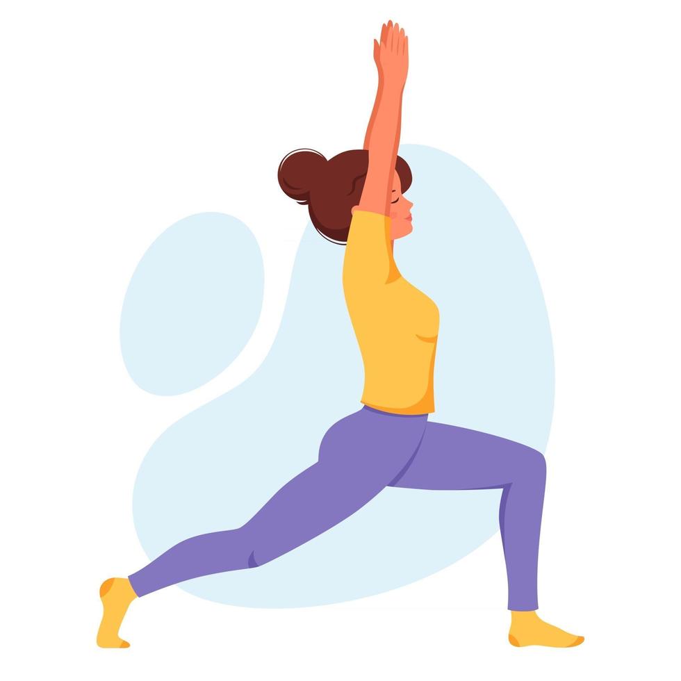 Woman practicing yoga. Healthy lifestyle, relax, meditation vector