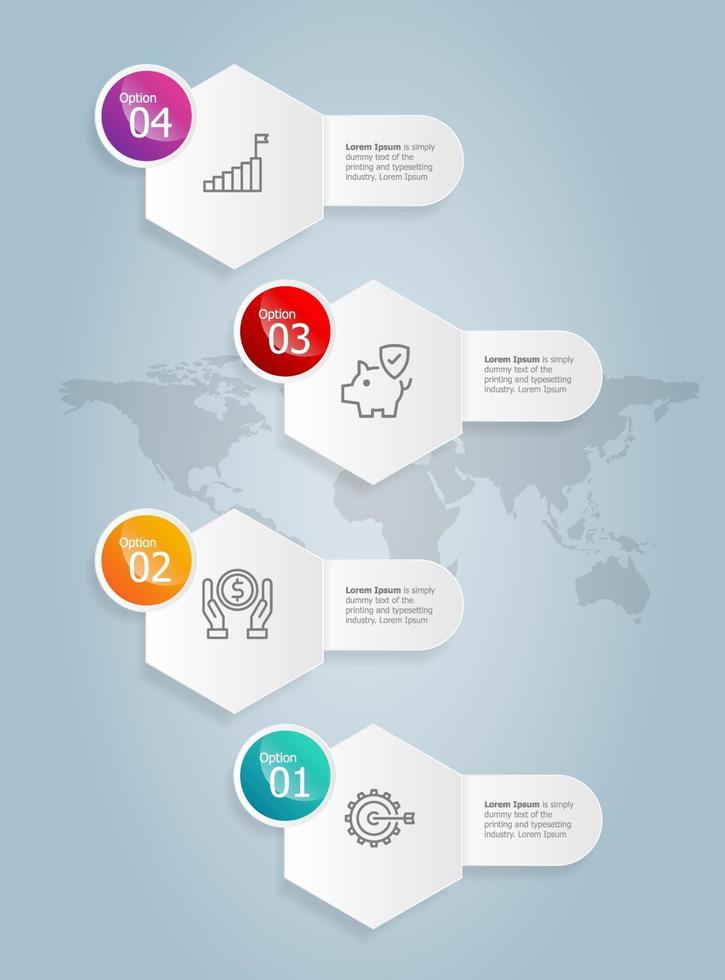 Presentación de infografías verticales hexagonales abstractas vector