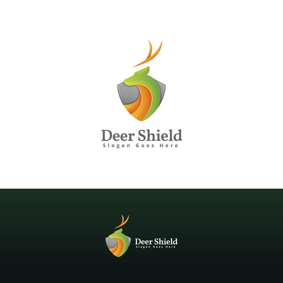 deer shield logo design template vector