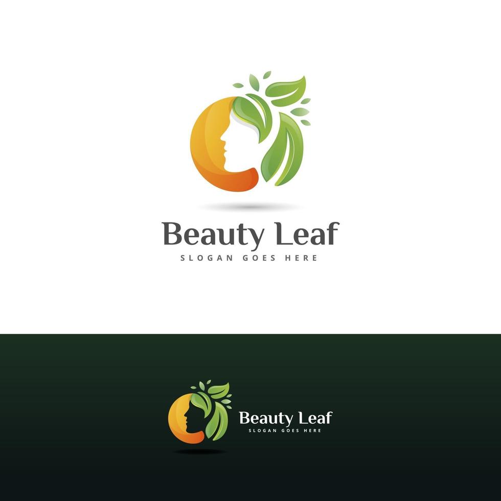 beauty leaf logo design template vector