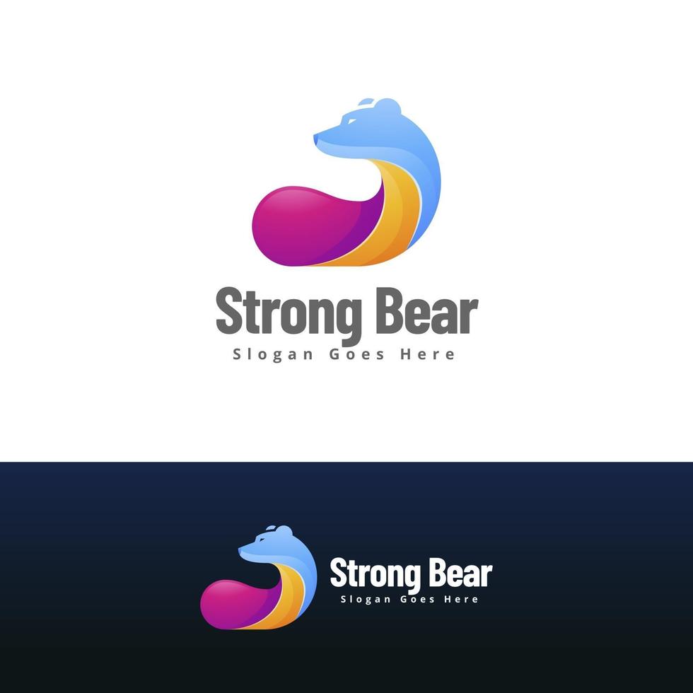 plantilla de diseño de logotipo de oso fuerte vector