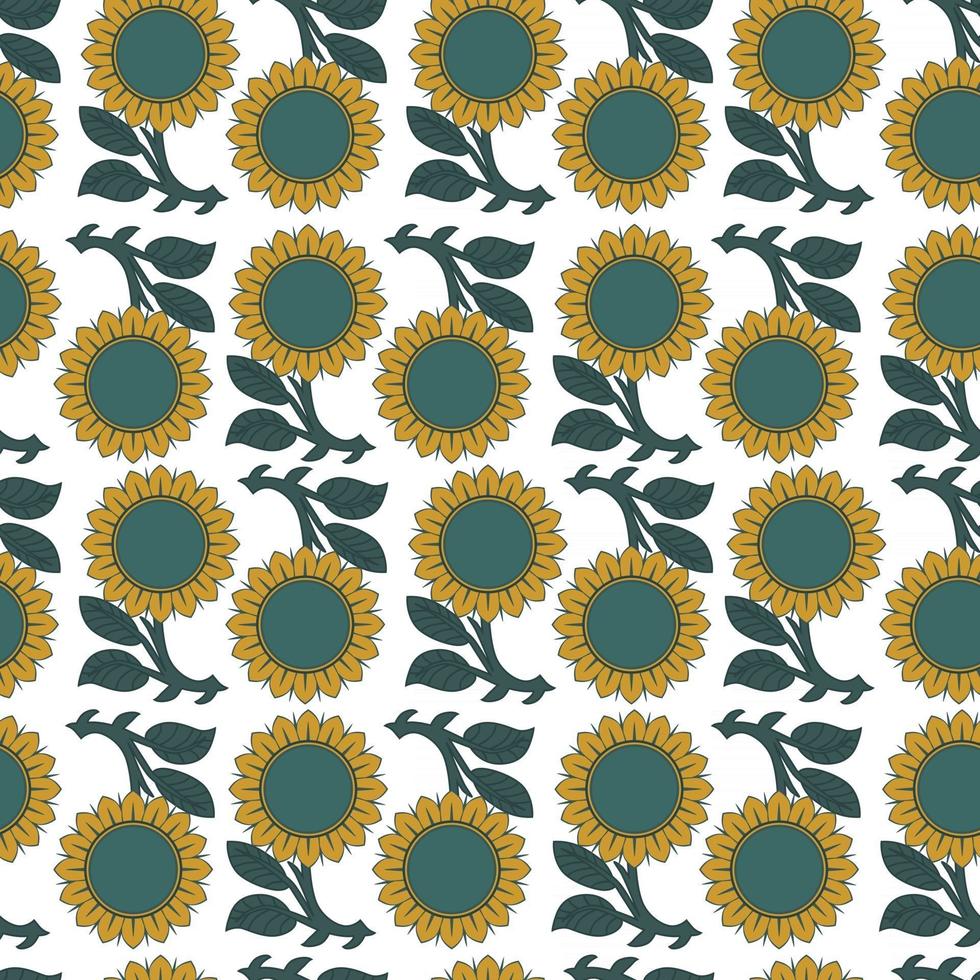 Seamless pattern with sunflowers on white background vector