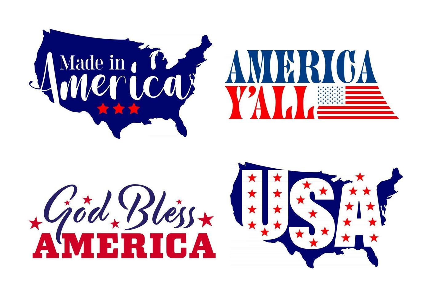 Vector set of graphic design 4th of july. Independnce day illustrattion Quotes and logo design. Vector Illustrate.