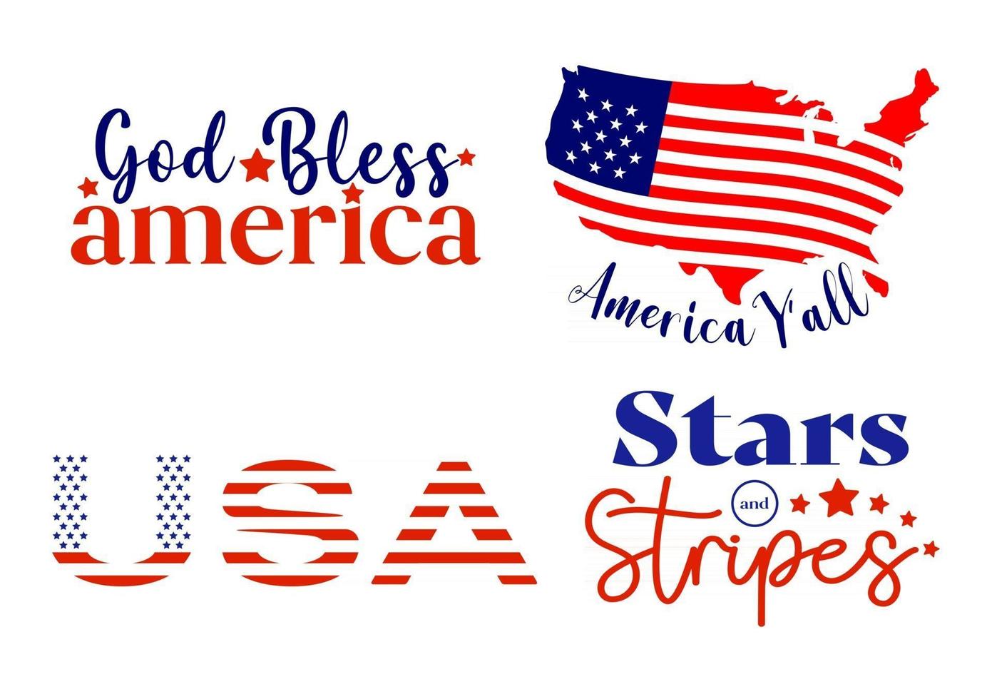 Vector set of graphic design 4th of july. Independnce day illustrattion Quotes and logo design. Vector Illustrate.