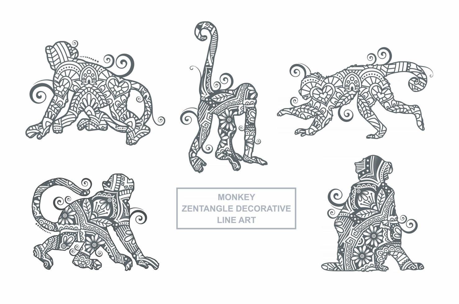 Monkey Mandala Vector. Vintage decorative elements. Oriental pattern, vector illustration.