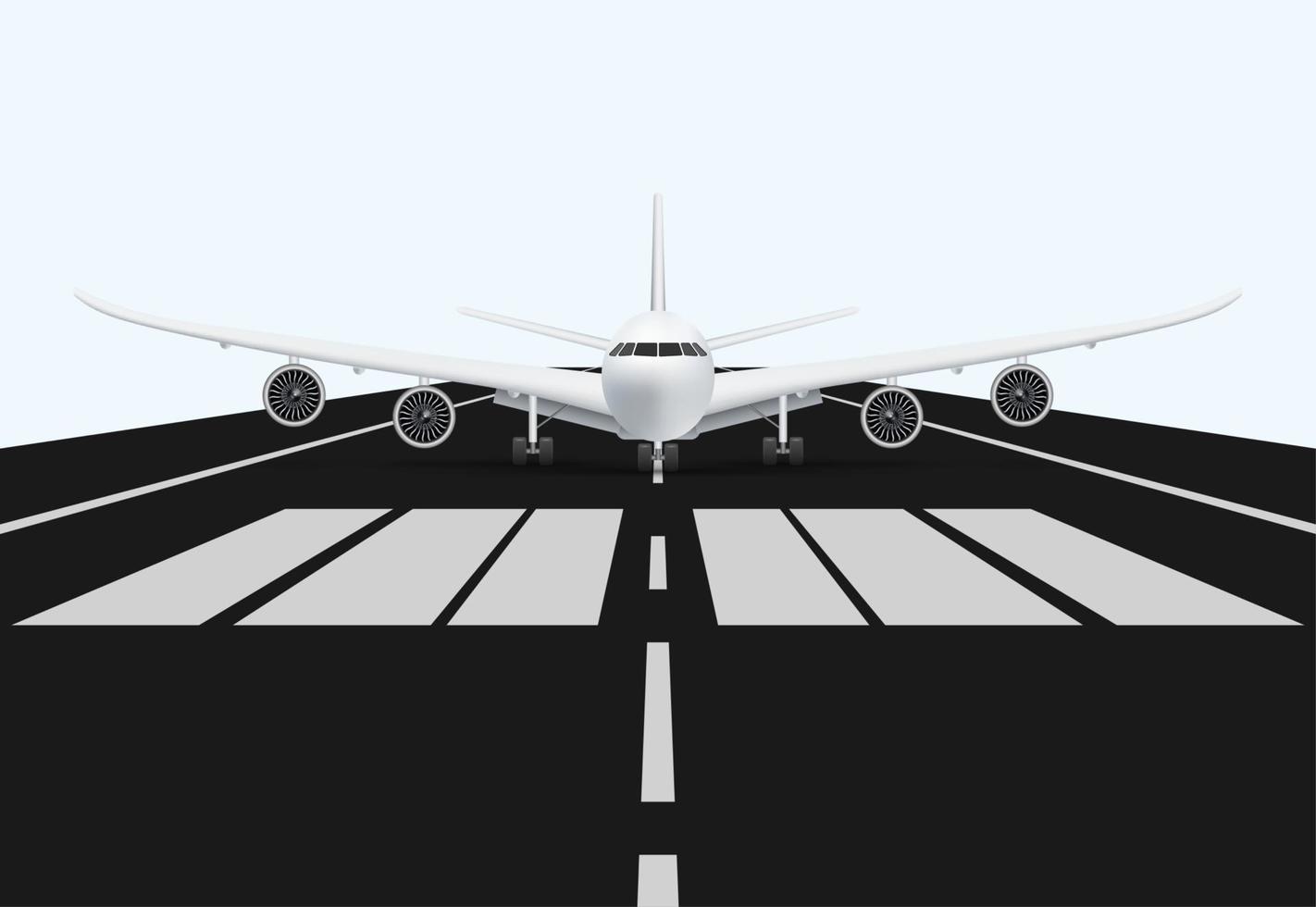 airplane on airport runway for take off, vector illustration