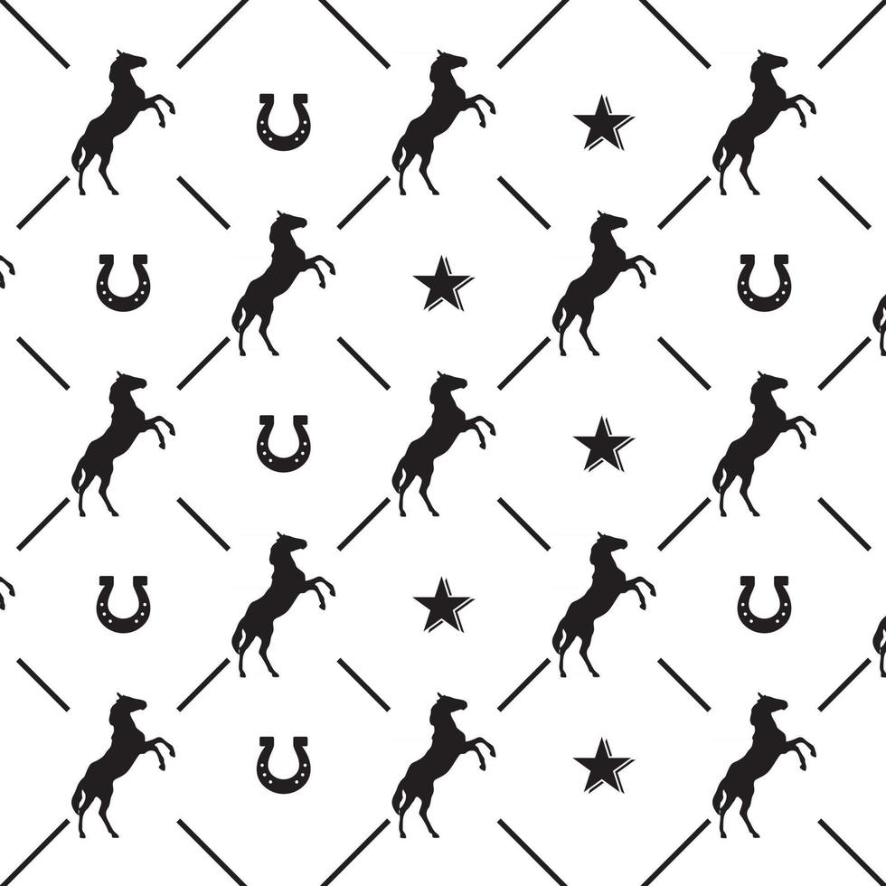 Black horse horseshoe seamless pattern a vector image