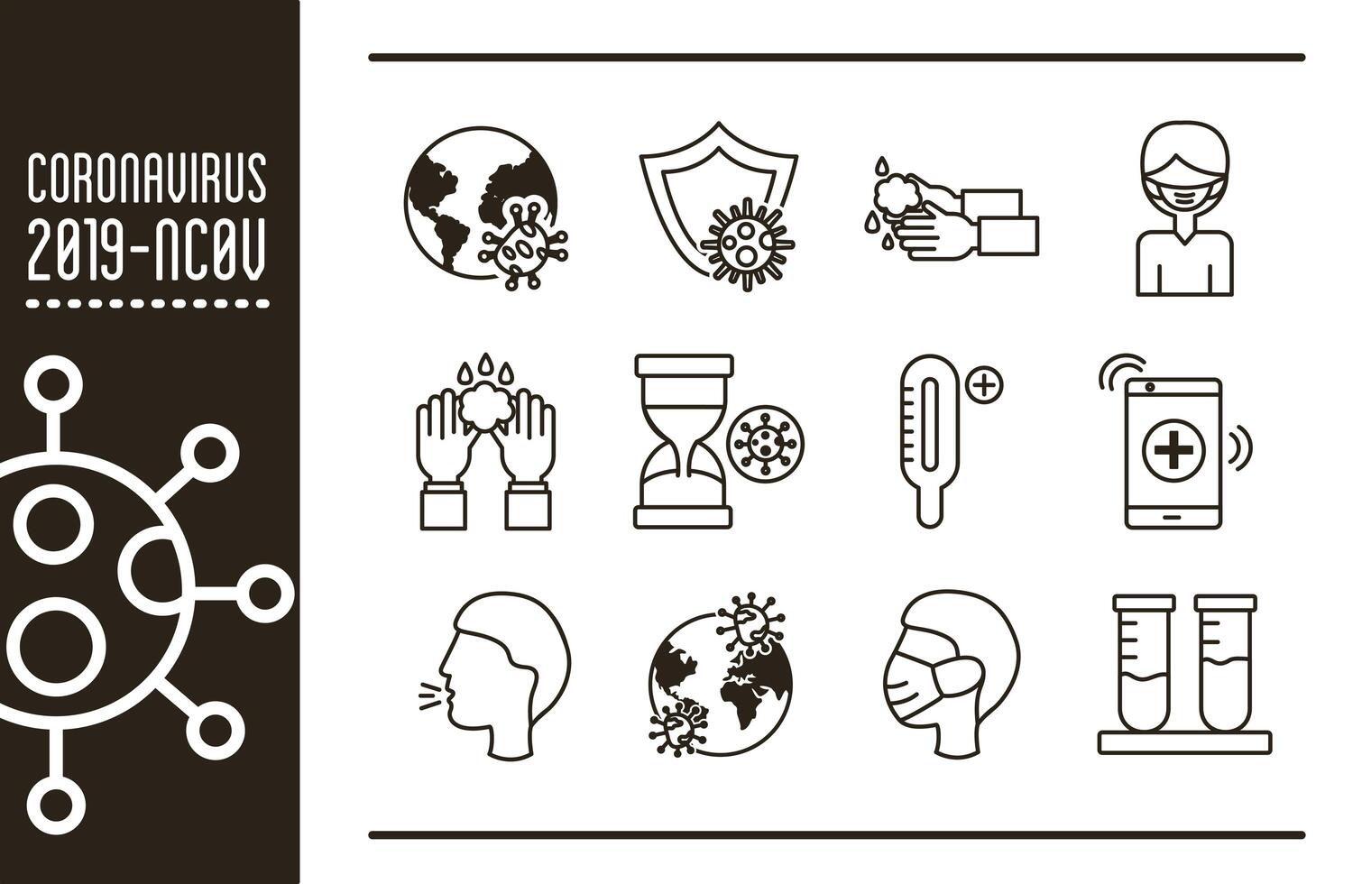 bundle of covid19 set icons vector