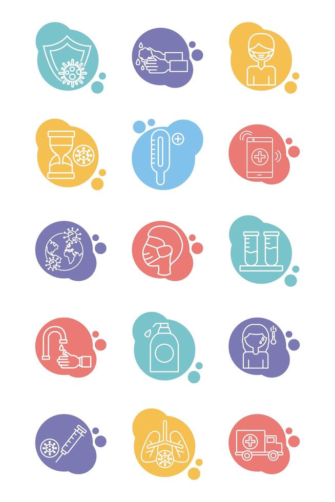 bundle of covid19 set icons vector