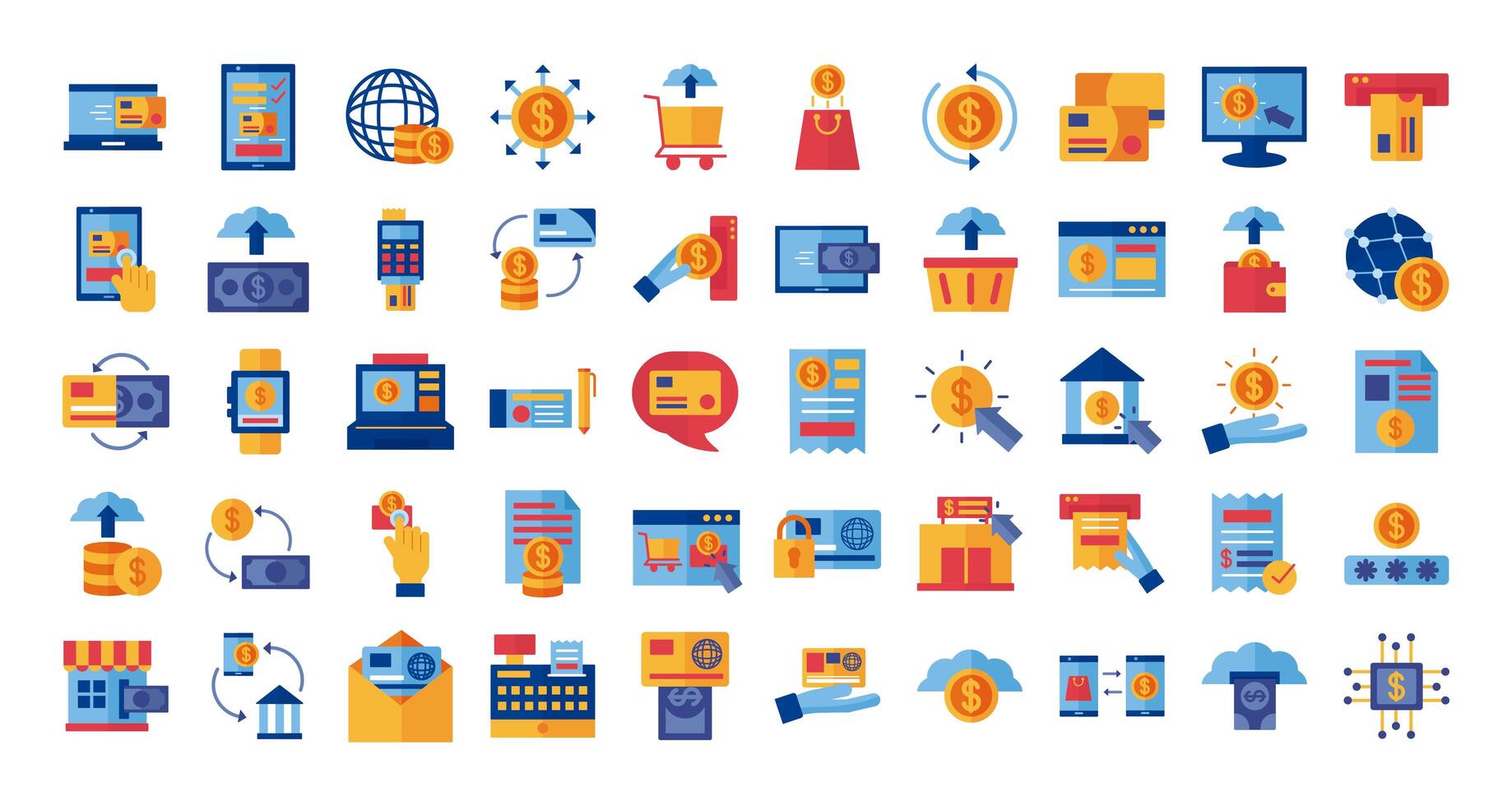 bundle of Payment online set icons vector