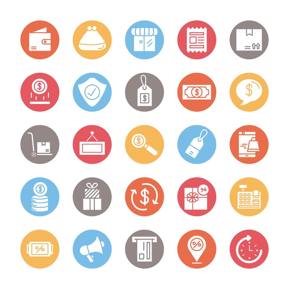 bundle of commercial set icons vector