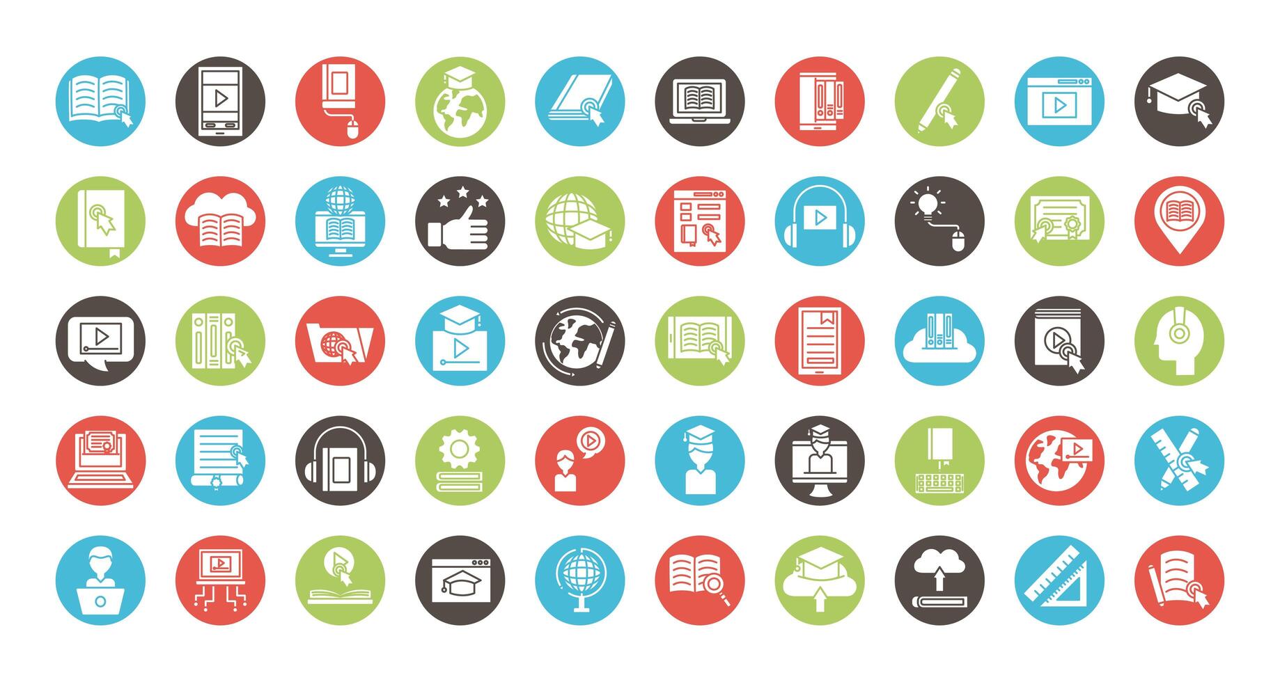 bundle of education online set icons vector