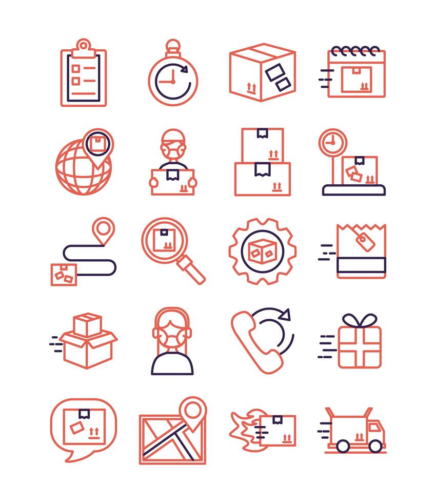 bundle of delivery service icons vector