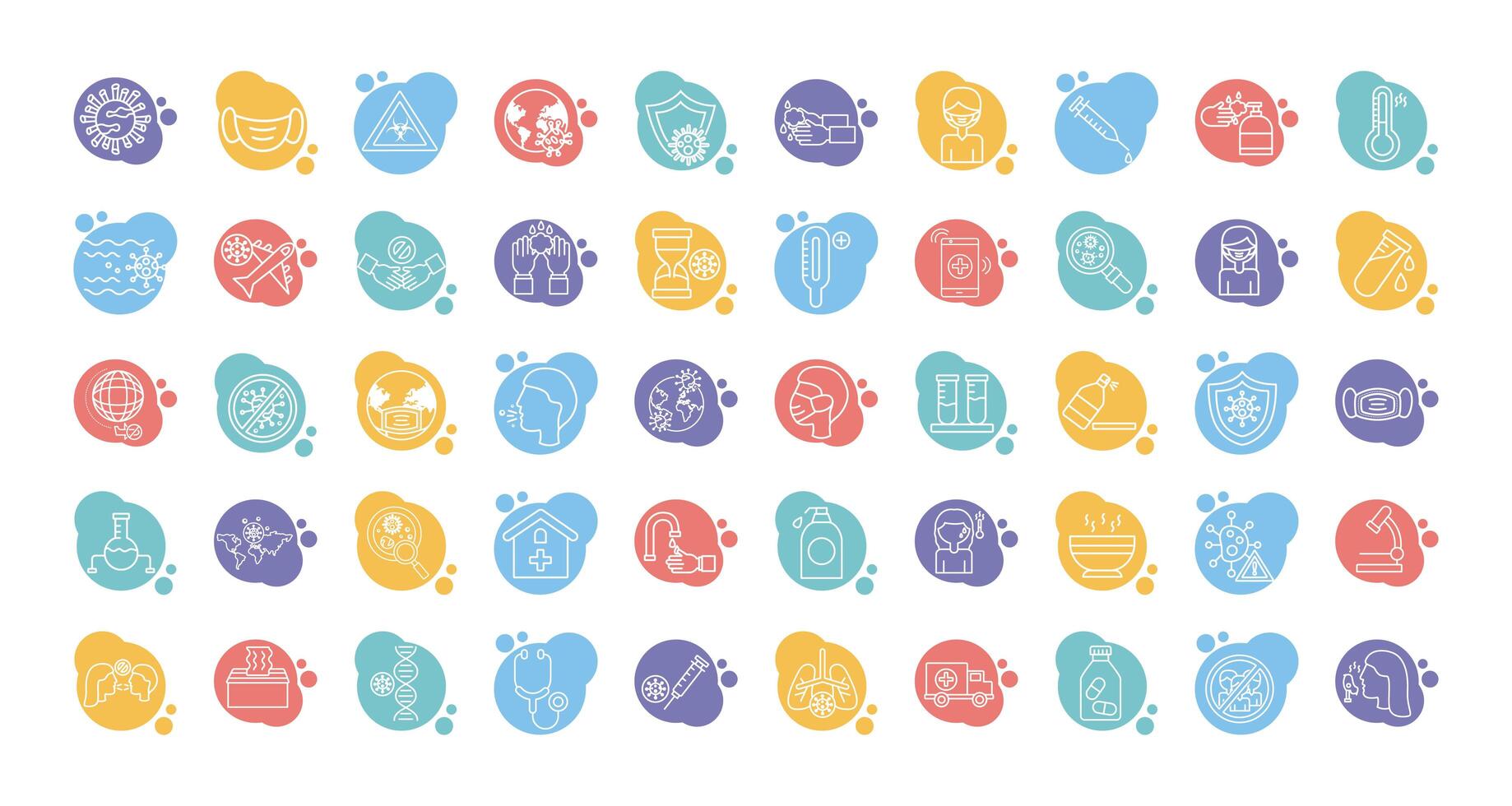 bundle of covid19 set icons vector